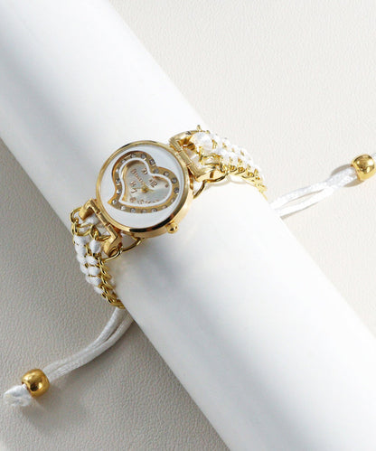 White Stainless Steel Alloy Zircon Quartz Movement Watches