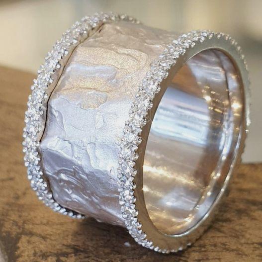 Silvered Zirconia Ring