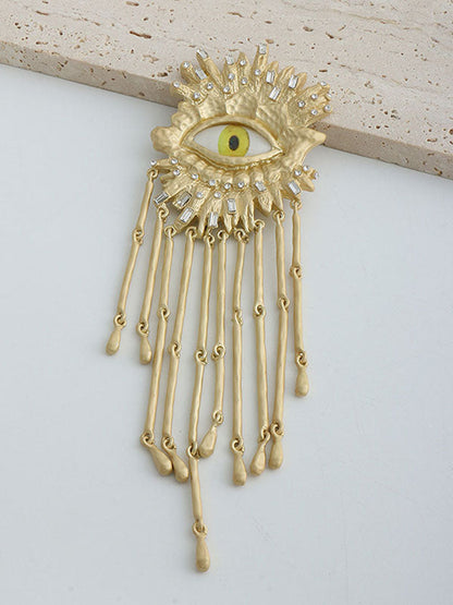Eye Shape Geometric Tasseled Brooch Accessories