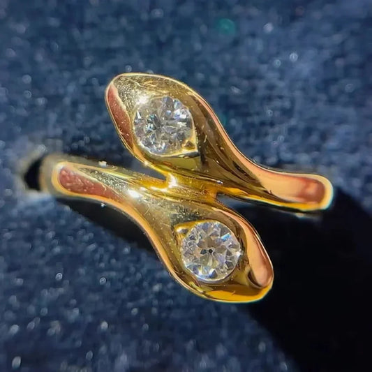 Zirconia Inlaid Golden Ring