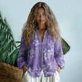Bohemian Style Floral Linen Print  Long Sleeve Shirt elevenforest