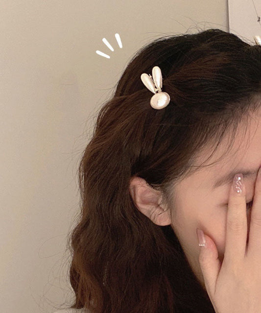Simple White a Pair Alloy Little Rabbit Hairpin