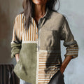 Women's Geometric Abstract Art Print Casual Cotton And Linen Shirt elevenforest