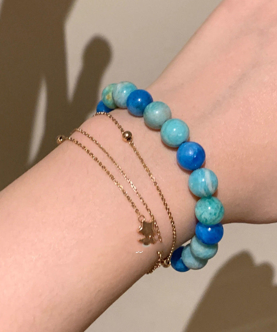 New Blue Amazonite Beads Chain Bracelet