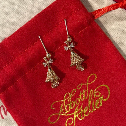 Festive Bell Clear Bow Earrings
