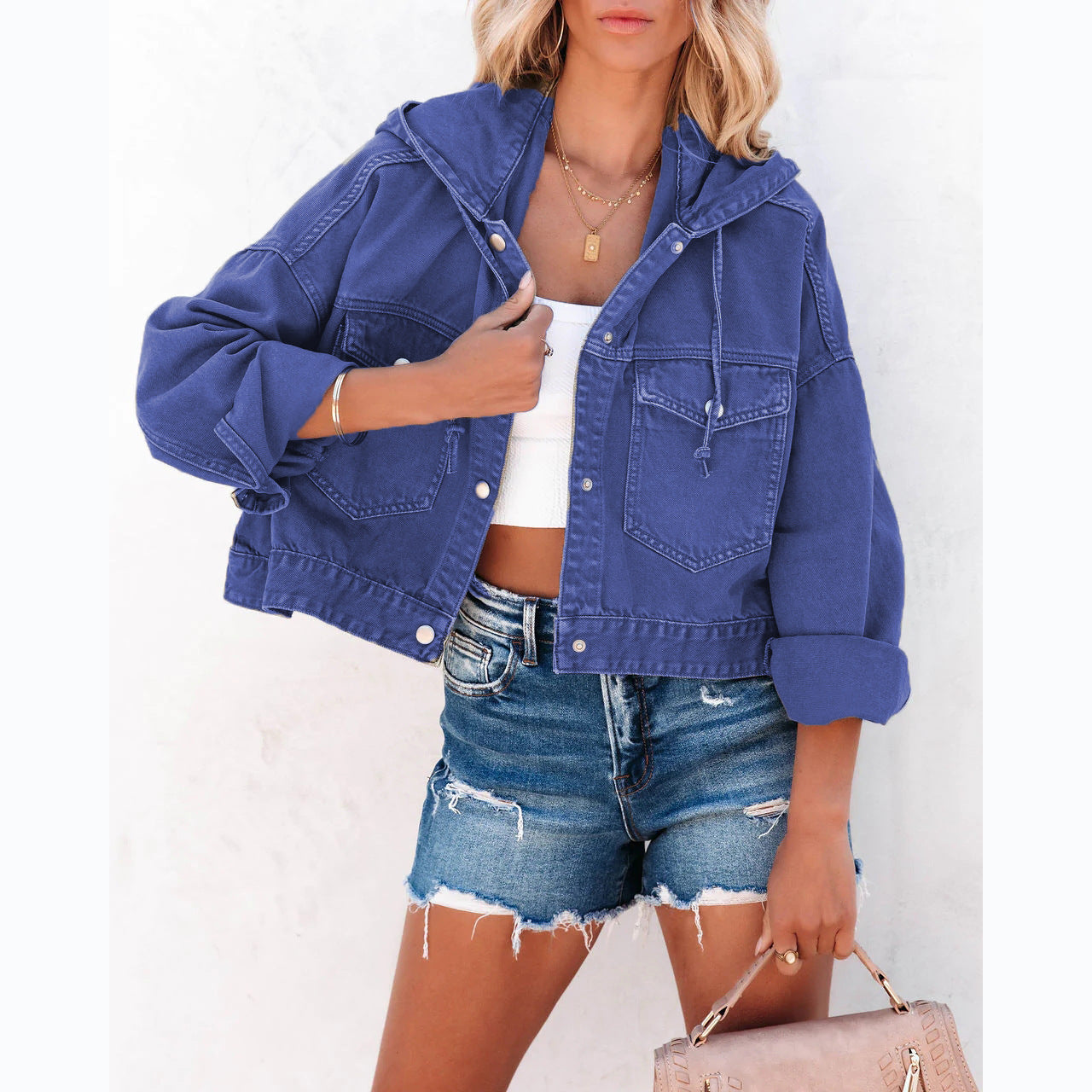 Denim Coat Autumn Winter Street Hipster Hoodie With Drawstrings Baggy Coat