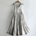 Women's Floral Art Print V-Neck Pocket Cotton Dress