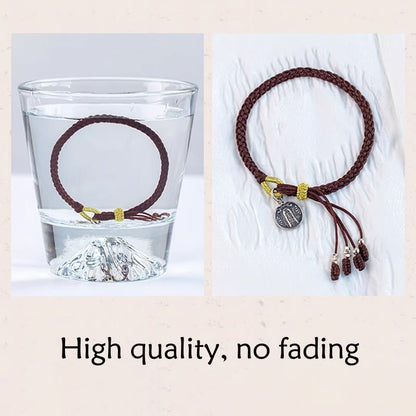 Five Directions Gods of Wealth 925 Silver Red String Bracelet