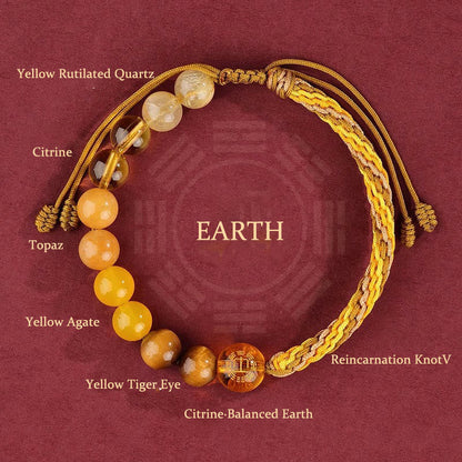 Five Elements Crystal Agate Wealth Bracelet With Reincarnation Knot