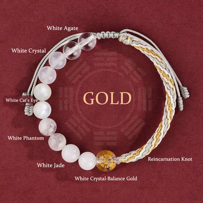 Five Elements Crystal Agate Wealth Bracelet With Reincarnation Knot