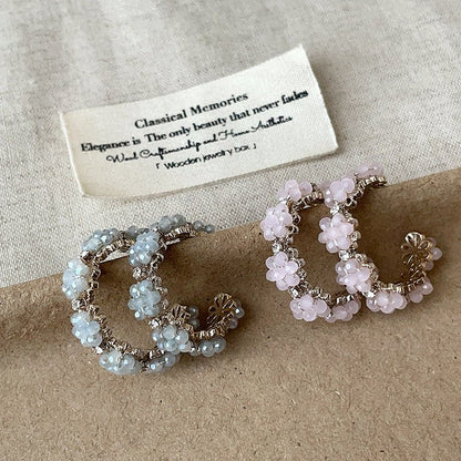 Floret Hoop Earrings in Blue