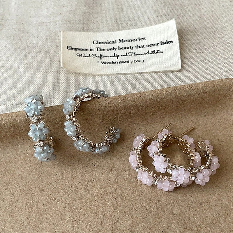 Floret Hoop Earrings in Blue