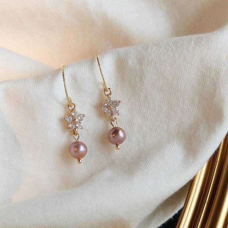 [] Flower Pearl Earrings