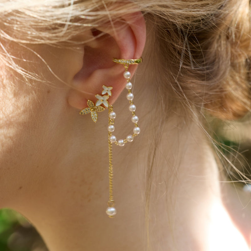 Daniella Flower Earrings Ear Cuffs