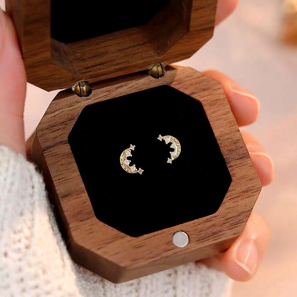 Gilded Moon Stud Earrings