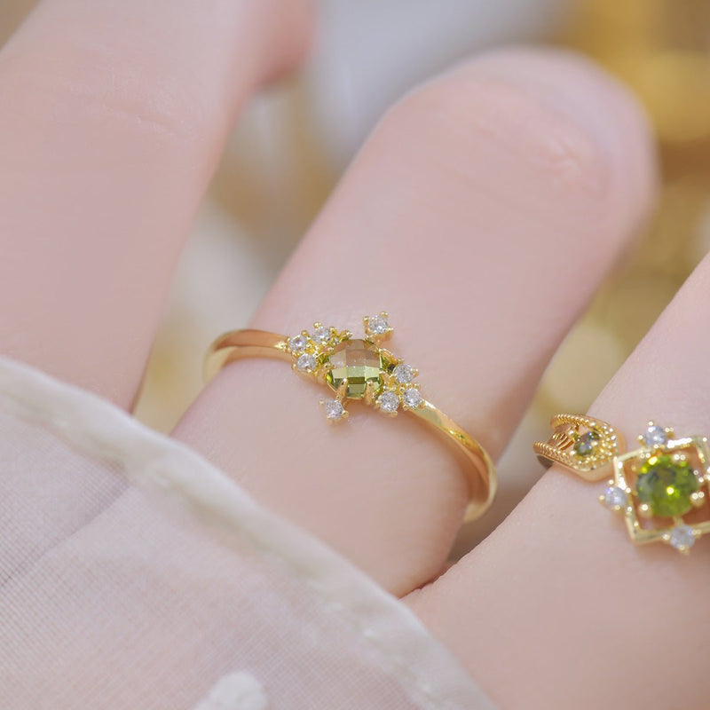 Peridot Baroque Ring Set
