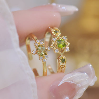 Peridot Baroque Ring Set