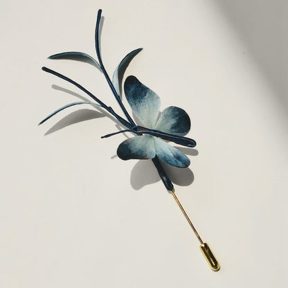 Handmade Mulberry Silk Velvet Flower Butterfly Brooch Hairpin