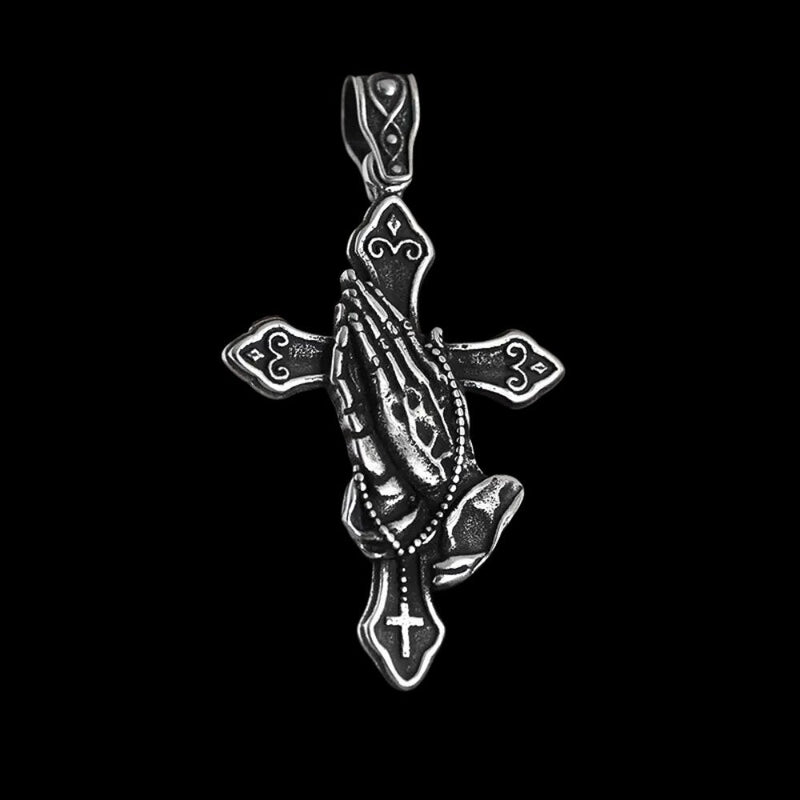 Hands of Prayer Cross Pendant