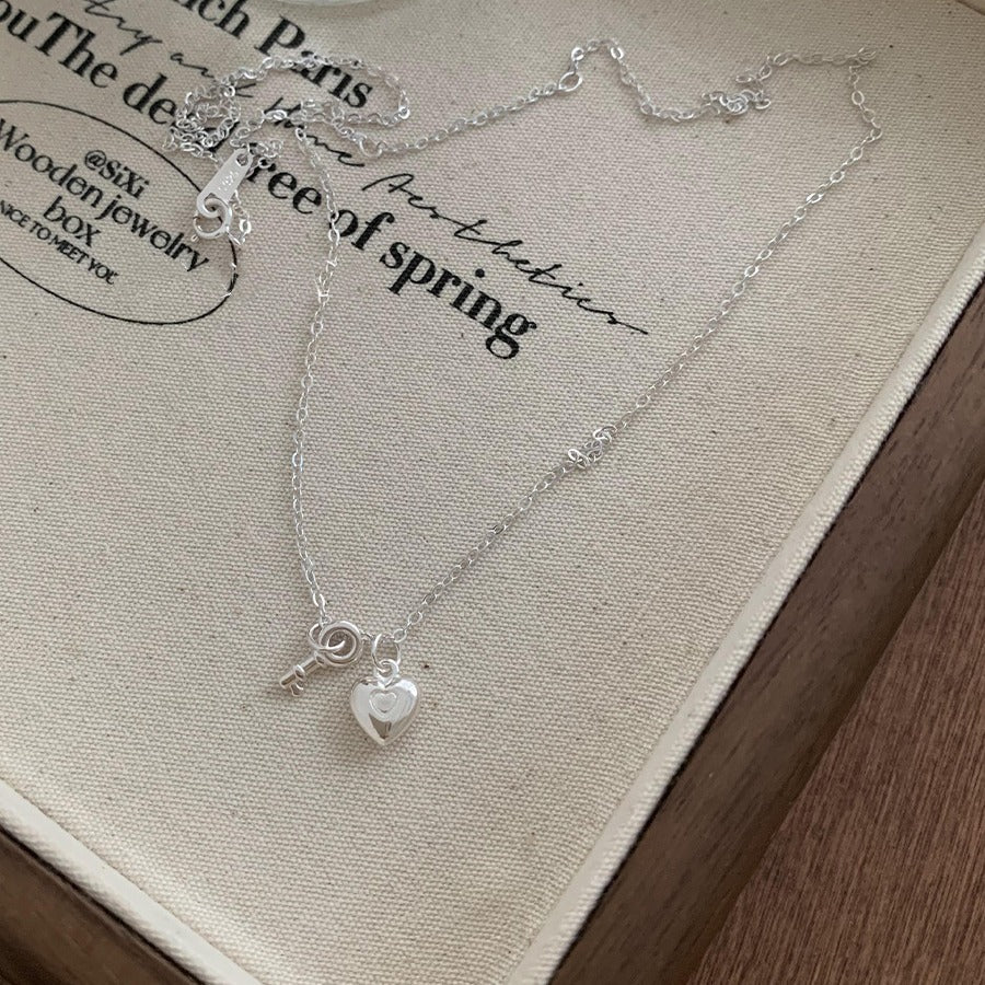 Heart Lock Necklace in Silver
