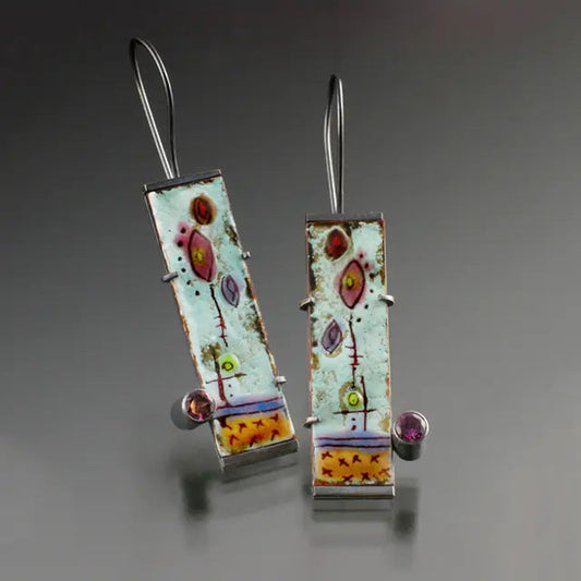 Earrings With Antique Enamel