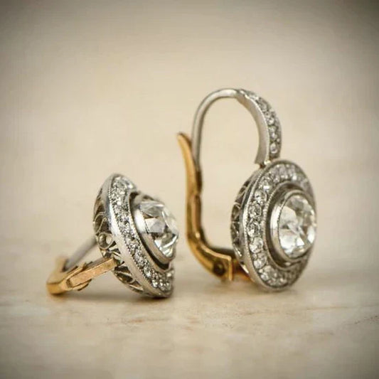 Earrings With Crystals in Gold and Silver