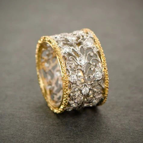 Gold and Crystal Ivy Ring