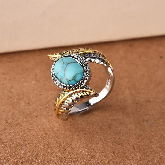 Turquoise Ring in Gold and Silver