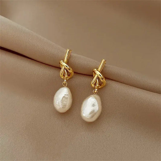Baroque Pearl Earrings in Gold