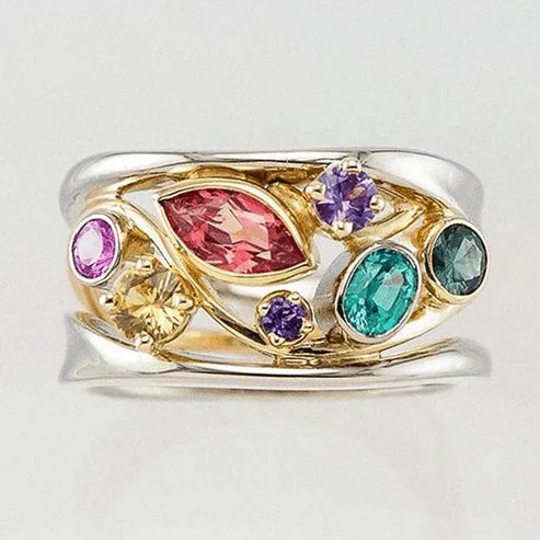 Multicolor Ring in Gold and Silver