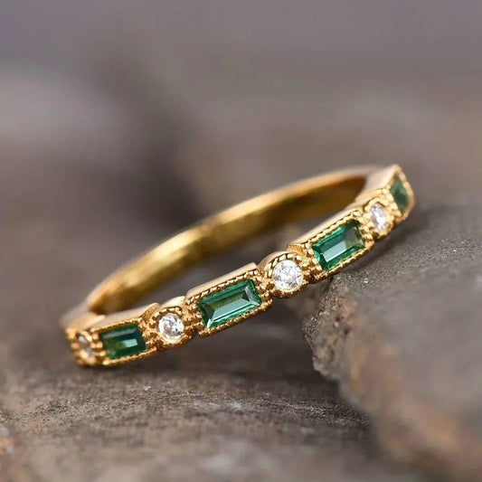 Green Zirconia Gold Ring