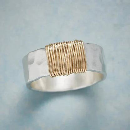 Golden Threads Silver Ring