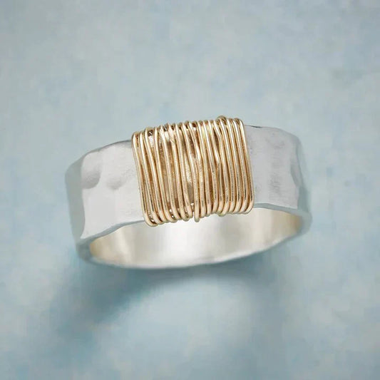 Golden Threads Silver Ring