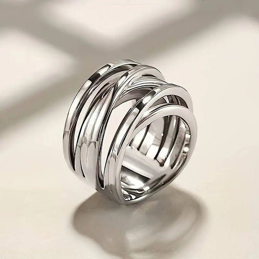 Layered Silver Ring in Style