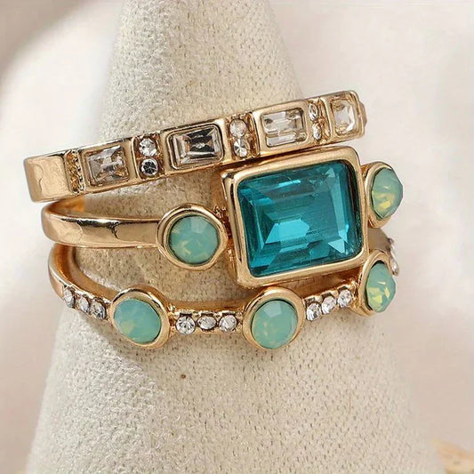 Silver Blue Crystal Ring