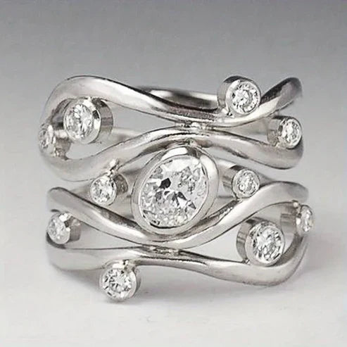 Irregular Ring With Zirconia in Silver
