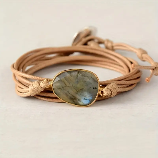 Leather Stone Bracelet