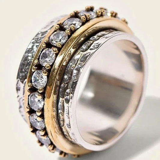 Gold and Silver Ring With Zirconia
