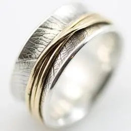 Thin Gold Line Silver Ring
