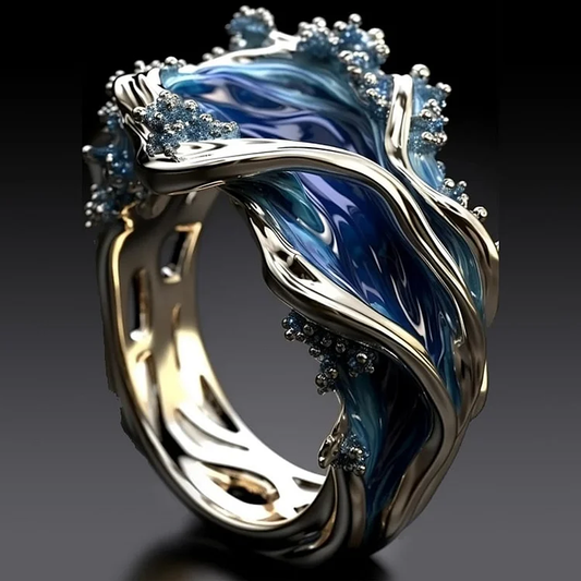 Golden Ocean Wavy Ring