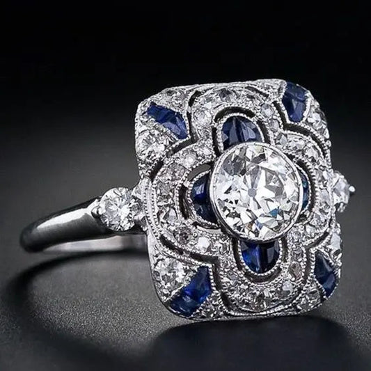 Silver Ring With Blue Zirconia