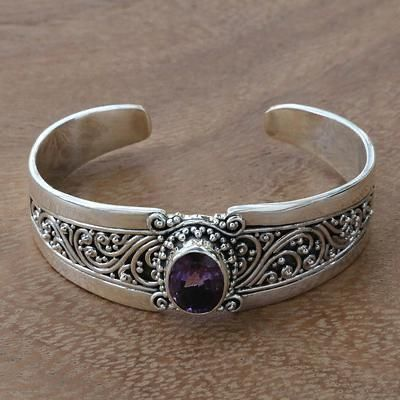Inlaid Crystal Silver Open Bracelet