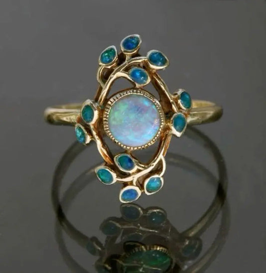 Blue Ring Crystals and Opal
