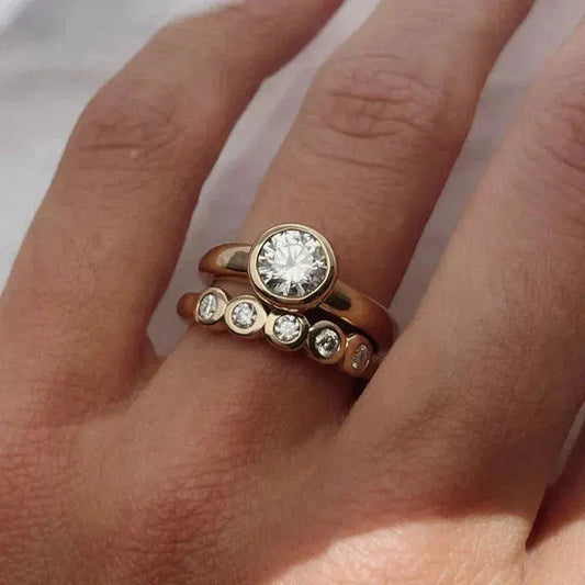 Zirconia Golden Ring Set