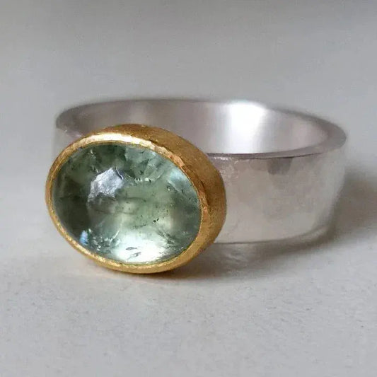 Green Ring With Rounded Stone,