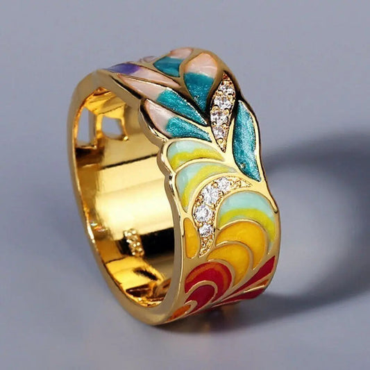 Hand-painted Ring in Gold