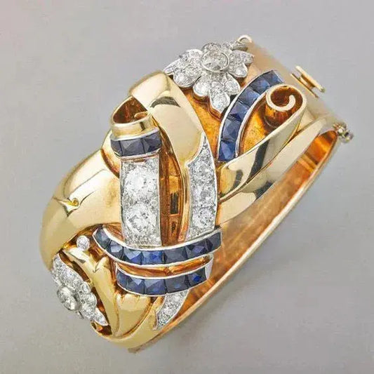 Gold Blue Zirconia Ring