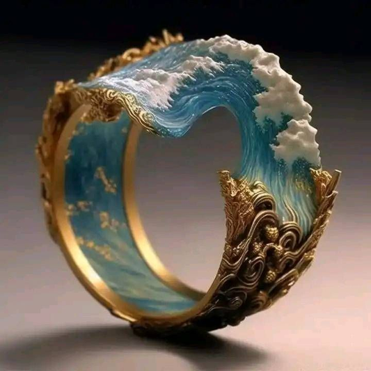 Oceanic Wave Gold Ring