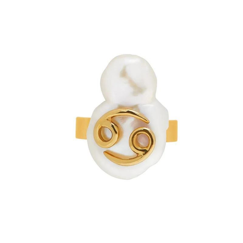 Zodiac Sign Pearl Adjustable Ring