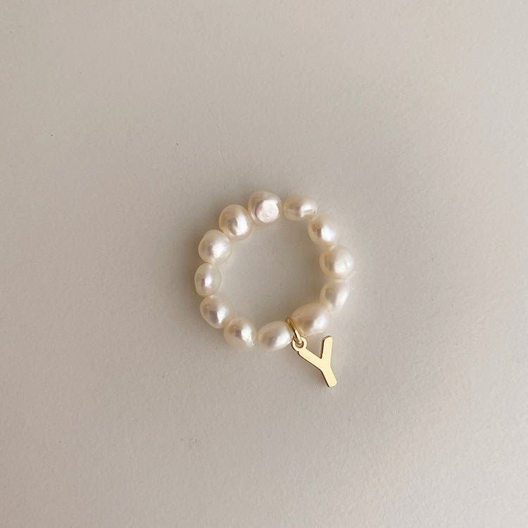 [] Pearl Initial Ring